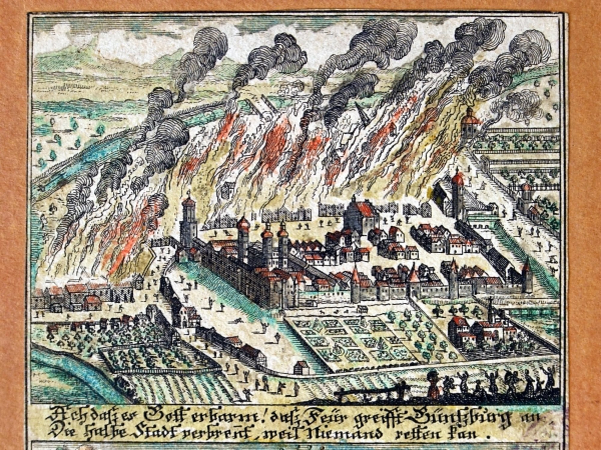 Großbrand 1735. Grafik: Stadtarchiv Günzburg