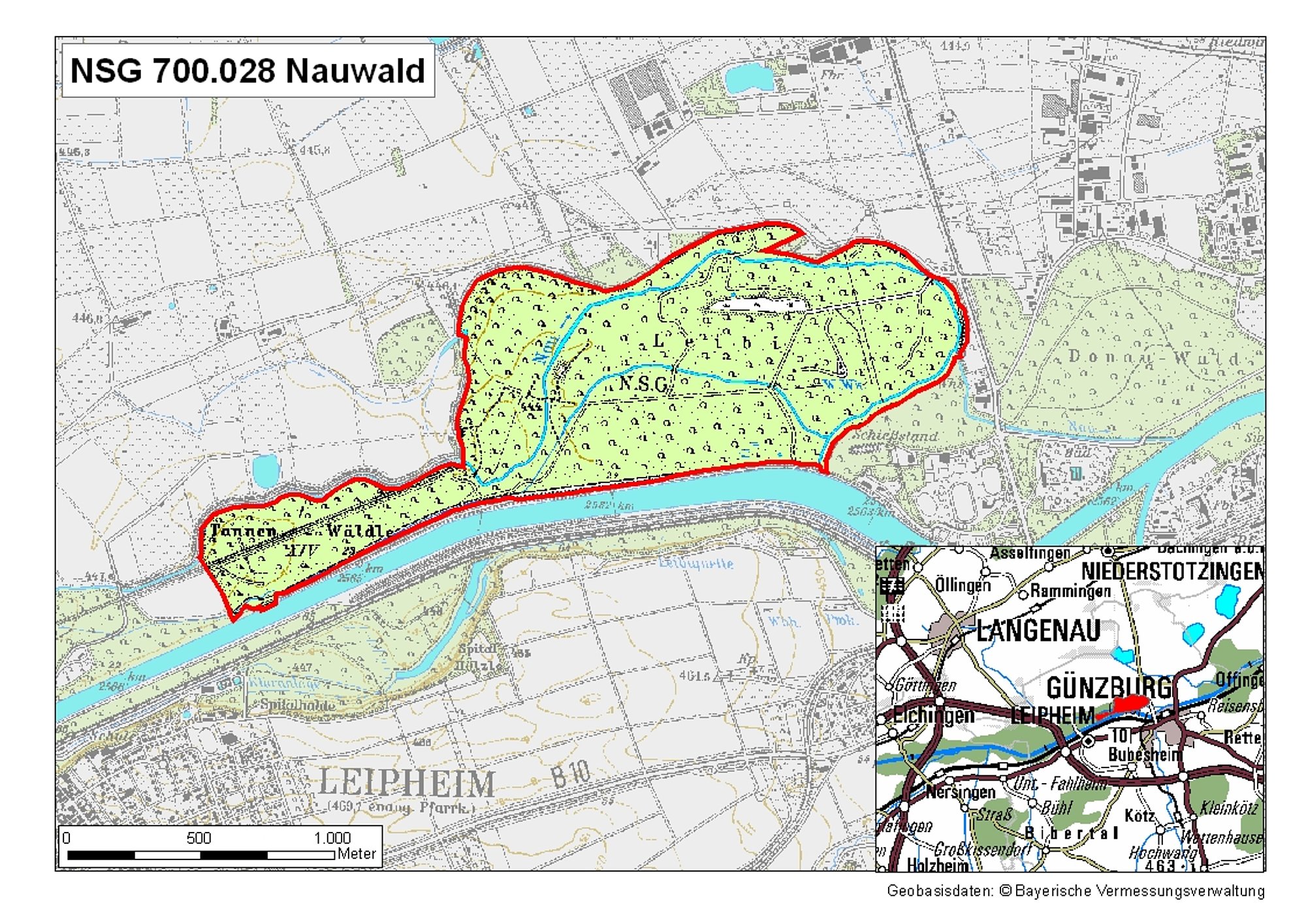 Karte Naturschutzgebiet Nauwald