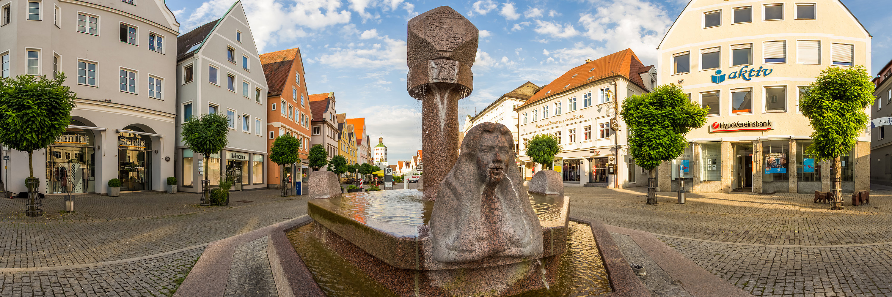 Stadtzentrum mit Guntiabrunnen. Foto: Philipp Röger für die Stadt Günzburg