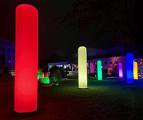 Bunt präsentierte sich der Hofgarten mit riesigen Leuchtobjekten und einer mystischen Stimmung. Foto: Johanna Hofgärtner/Stadt Günzburg